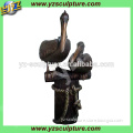 garden decoration life size copper mother and baby pelican sculptures
